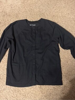 UA Flex Black Snap-Front Scrub Jacket